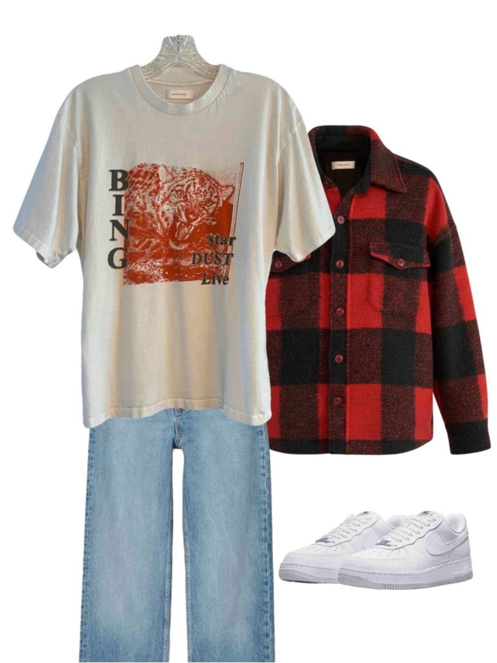 Anine Bing Vintage Tiger Stardust tee in Ivory